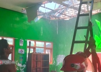 Kerusakan SDN 4 Teja, Dusun Jalan Tinggi, Teha Timur, Pamekasan, akibat kebakaran.